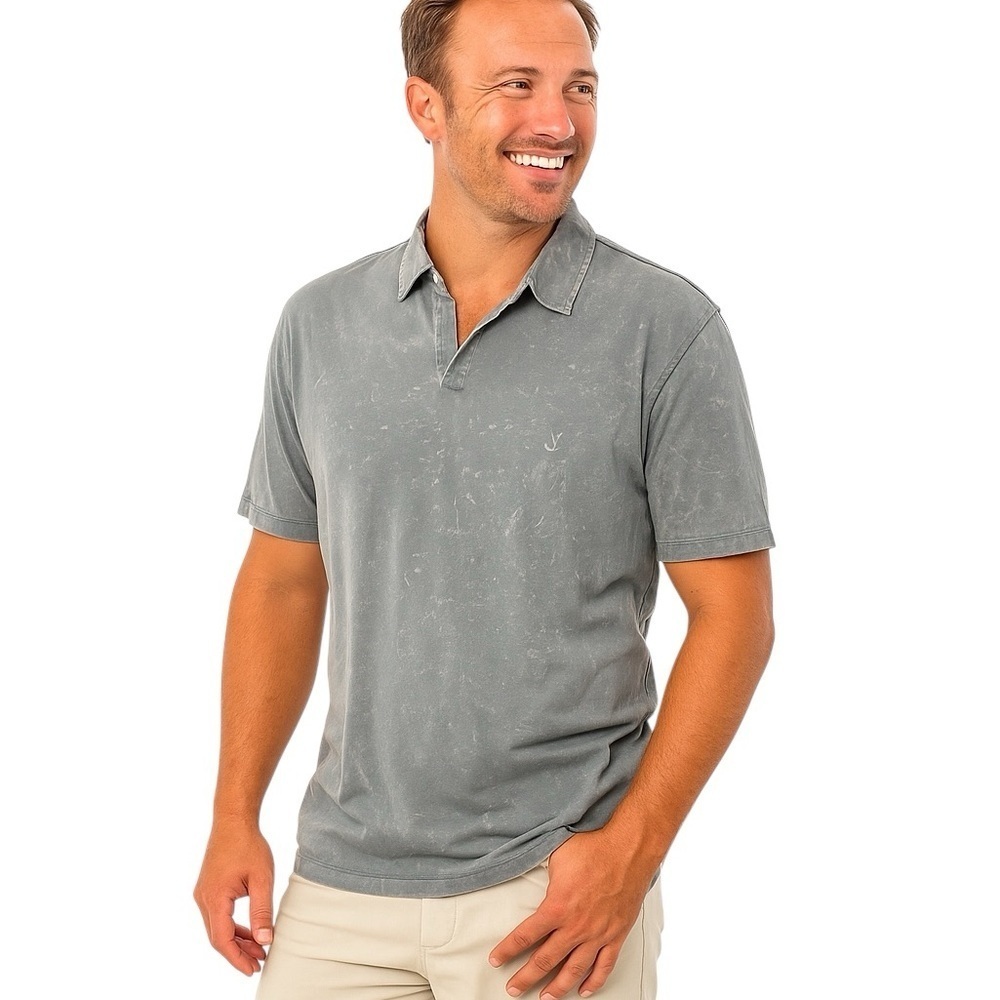 John Varvatos XL Gray 100% Cotton Peace Polo Shirt Casual Golf Office